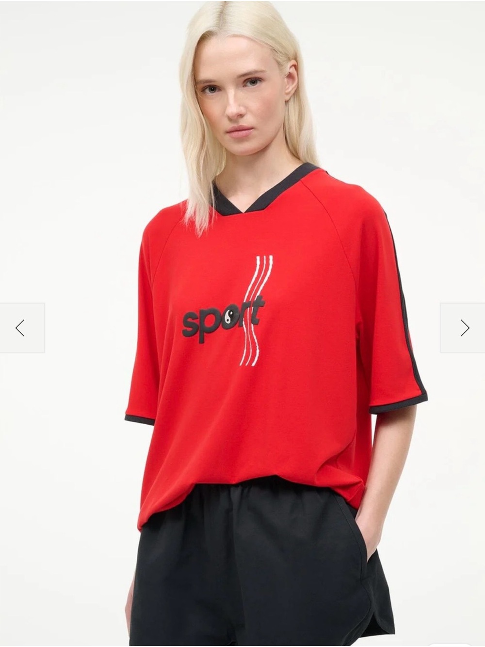 STAUD axis graphic jersey top in cardinal